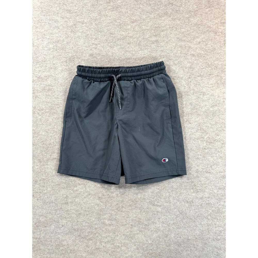 Champion Active Woven Shorts Boys S (6/7) Black Stretch Logo Running Drawstring